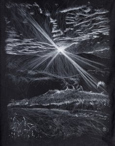 Podświetlenie górskiej drogi, 2024 (akryl na tkaninie) autorstwa Diego Beyro