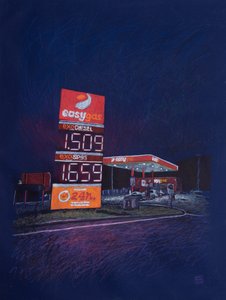 EasyGas, 2025 (akryl i ołówek na płótnie) autorstwa Diego Beyro