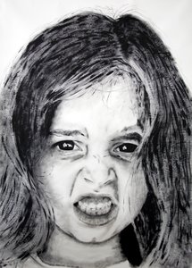 Manuela 2 (seria Kids), 2008 (akryl na papierze) autorstwa Diego Beyro