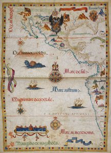 Dodać. 5415A Mapa, ilustracja z „Atlasu Królowej Marii” autorstwa Diego Homem