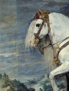 Portret jeździecki Izabeli Francuskiej (1602-1644), żony Filipa IV Hiszpańskiego z 1616 r. Szczegół. Obraz Diego Velasqueza (1599-1660) 1635 Nd. 3,01x3,14 m Madryt, Musee du Prado autorstwa Diego Velázquez