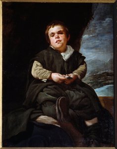 Portret błazna Francisco Lezcano, powiedział dziecko Vallecasa. Obraz Diego Velasqueza (Velazquez autorstwa Diego Velázquez