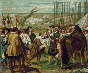 Kapitulacja Bredy, Holandia, 1625 (chromolitho) autorstwa Diego Velázquez