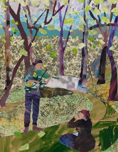 Granie przy śpiewie ptaków (kolaż) autorstwa Dione Verulam