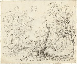 Ogród ze schodami z posągami autorstwa Dionys van Nijmegen (possibly)