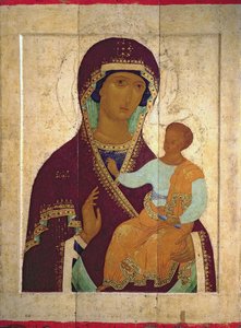 Madonna z Dzieciątkiem Hodigitria, ikona rosyjska, 1502 (tempera na panelu)
