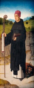Kościół parafialny (Parochiekerk Sint-Pieter). Obraz. Napady Dirka. Męczeństwo św. Erazma. Ca 1460-1464. Szczegół. Prawy panel. autorstwa Dirck Bouts