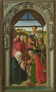 Pokłon Trzech Króli, ok.1445 olej na detalu panelu z 36895 autorstwa Dirck Bouts