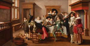 Wesołe towarzystwo we wnętrzu, ok. 1615-25 (olej na desce)