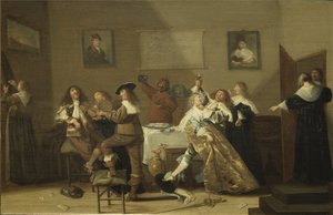 Scene de taverne - Scena tawerny, Hals, Dirck (1591-1656). Olej na drewnie