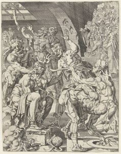 Naśmiewanie się z Chrystusa Upadek i odkupienie ludzkości przez życie i mękę Chrystusa (tytuł serii) autorstwa Dirck Volckertsz. Coornhert (attributed to)