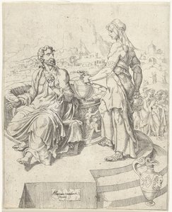 Rozmowa z Samarytanką Upadek i odkupienie ludzkości przez życie i mękę Chrystusa (tytuł serii) autorstwa Dirck Volckertsz. Coornhert (attributed to)