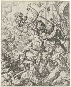 Ucieczka armii asyryjskiej Judit i Holofernes (tytuł serii) autorstwa Dirck Volckertsz. Coornhert (attributed to)