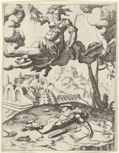 Wiara zwycięża zmysłową miłość Triumfy Petrarki (tytuł serii) autorstwa Dirck Volckertsz. Coornhert (possibly)