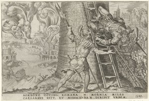 Szturm na Rzym, 1527 Overwinningen van Karel V (tytuł serii) Karol Wielki V. imp. optować. max. zwycięstwo, najważniejsze z wielu (tytuł serii) autorstwa Dirck Volckertsz. Coornhert