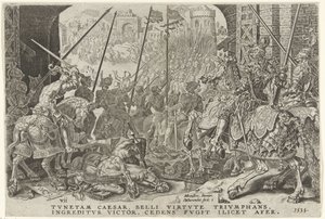 Imię van Tunis, 1535 Overwinningen van Karel V (tytuł serii) Karol Wielki V. imp. optować. max. zwycięstwo, najważniejsze z wielu (tytuł serii) autorstwa Dirck Volckertsz. Coornhert
