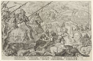 Ulga wiedeńska, 1529 Zwycięstwa Karola V (tytuł serii) Divi Caroli. v. imp. optować. max victoriae, ex multis praecipuae (tytuł serii) autorstwa Dirck Volckertsz. Coornhert