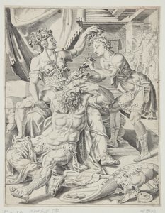 Samson i Dalila autorstwa Dirck Volckertsz. Coornhert
