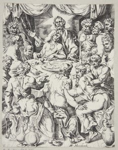 Ostatnia Wieczerza autorstwa Dirck Volckertsz. Coornhert