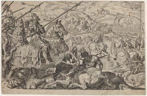 Sulejman Wspaniały zmuszony do podniesienia oblężenia Wiednia autorstwa Dirck Volckertz Coornhert, after Maerten van Heemskerck