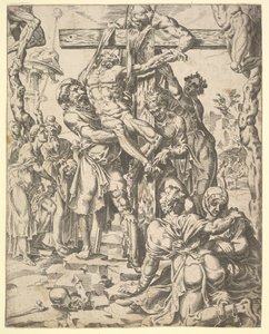 Zejście z krzyża, od upadku i zbawienia ludzkości przez życie i Pa…, 1548. autorstwa Dirck Volkertsen Coornhert