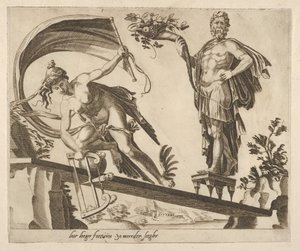 Kiedy fortuna jest obfita, upadek będzie głębszy z Sześciu powiedzeń o fortunie, ca. 1560. autorstwa Dirck Volkertsen Coornhert