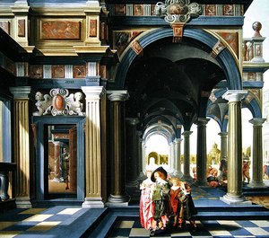 Eleganckie figury w loggii, 1635