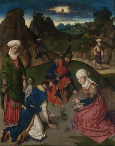 Ołtarz Ostatniej Wieczerzy: Prawe skrzydło Zgromadzenia Manny, 1464-1468 autorstwa Dirk Bouts