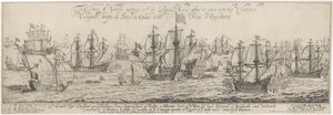 Książę Yorku wita Royal Navy na kanale La Manche Spotkanie księcia Yorku z Royall Navy po tym, jak weszła do Channell / O cheqado duque de Jorck no Cannal entre o Frota d