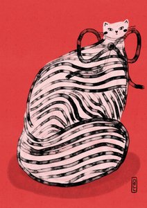 Zabawny kot w czerwone paski autorstwa Dirkie Nell