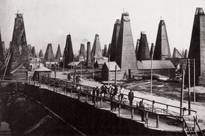 Szyby naftowe w Baku nad Morzem Kaspijskim, Rosja, ok. 1890