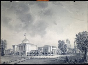 Widok na Pałac Ostankino, Moskwa (Widok na Pałac Ostankino) - Praca Dmitrija Nikiforovicha Martynova (1826-1889), ołówek na papierze autorstwa Dmitri Nikiforovich Martynov