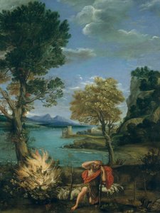 Krajobraz z Mojżeszem i gorejącym krzewem, 1610-16. autorstwa Domenichino