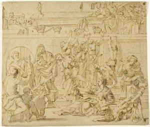 Św. Cecylia rozdająca jałmużnę ubogim autorstwa Domenichino