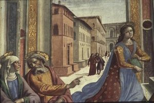 Matka Boża w Świątyni (fresk) (fragment) autorstwa Domenico Ghirlandaio