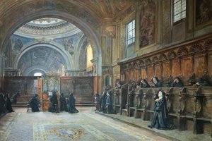 Chór kościoła św. Marii Donnaregina nuova, 2 poł. XIX w. (olej na płótnie) autorstwa Domenico Battaglia
