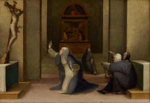 Święta Katarzyna ze Sieny otrzymująca stygmaty, ok. 1513-15 (olej i złoty płatek na desce)