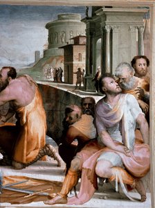 Pojednanie konsula rzymskiego Marka Fulviusa Flaccusa i Marka Emiliusza Lepidusa około 126 roku p.n.e. Szczegół. Fresk Domenico di Giacomo di Pace dit Beccafumi (1486-1551) 1529-1535 Siena, Palazzo Pubblico autorstwa Domenico Beccafumi