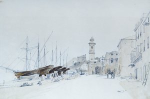 Widok broni w Taggia, ok. 1860 r., autorstwa Pasquale Domenico Cambiaso (1811-1894), Włochy Ołówek i akwarela. autorstwa Domenico Cambiaso