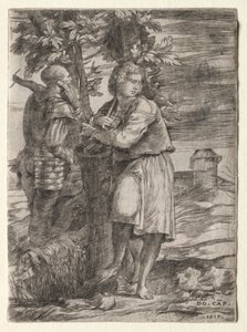Pasterz i Stary Wojownik autorstwa Domenico Campagnola