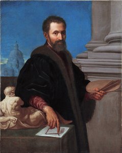 Portret Michelangelo Buonarroti autorstwa Cresti (zwanego Il Passignano), Domenico (1559-1638) - Olej na płótnie - Galleria Enrico Lumina, Bergamo