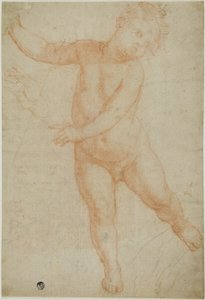 Putto stojący na prawej nodze (recto); Szkic udrapowanego ramienia (verso) autorstwa Domenico Cresti