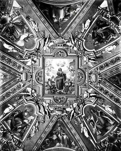 Dziewica Niepokalanego Poczęcia ze świętymi i aniołami, w Cappella Paolina, ok. 1611 (zdjęcie czarno-białe) autorstwa Domenico Cresti Passignano
