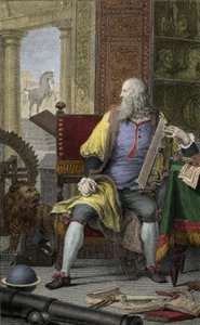 Reprezentacja malarza, rzeźbiarza Leonarda de Vinci (Leonardo da Vinci) (1452-1519) w jego warsztacie Akwaforta Domenico Cunego (1726-1803)