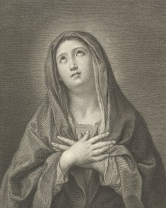 Dziewica patrząca w górę z rękami skrzyżowanymi na piersi, według Reni, 1776.