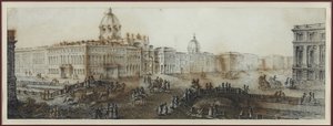 Newski Prospekt (perspektywa Newski) w pobliżu Kanału Katarzyny w Sankt Petersburgu - Domenico Felice Lamoni (1745-1830). Akwarela i biały kolor na papierze, po 1782 r. Państwowe Muzeum Historii Sankt Petersburga