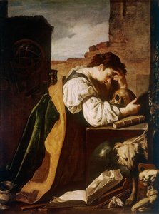 Obraz Melancolie (Vanite) Domenico Fetti (1589-1624) 1621-1623 Ndz. 168x128 cm Paryż, Muzeum Luwru