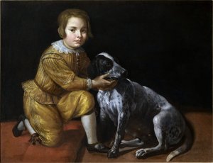 Portret chłopca z psem.
