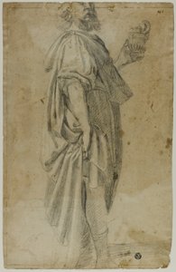 Mag stojący (recto); Szkic stajni i drzew (verso)
