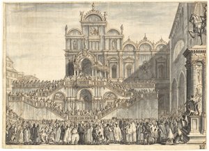 Campo San Zanipolo Odznaczony na wizytę Piusa VI autorstwa Domenico Fossati
